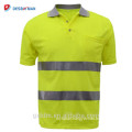 Custom Class 2 Work Wear Clothing Mesh Hi-Vis Safety t-shirt Yellow Short Sleeve Reflective High Visibility Polo Shirt